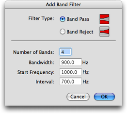 Param&egrave;tres du filtre par bandes