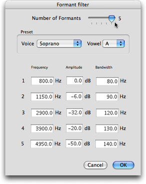 Param&egrave;trage du filtre formantique&nbsp;: choix du nombre de formants
