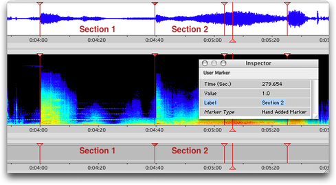 Des marqueurs manuels avec des &eacute;tiquettes indiquant les noms de section