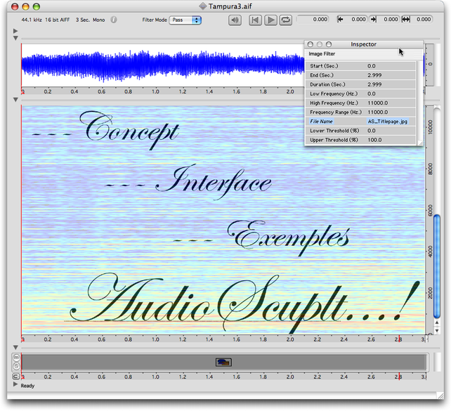 Image pos&eacute;e sur le sonagramme