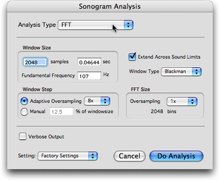 Panneau de r&eacute;glage pour la FFT