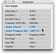 &ldquo;Anchor Time and Frequency&rdquo; dans l'inspecteur