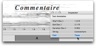 L'&eacute;l&eacute;ment de piste &ldquo;Annotation Texte&rdquo; et l'inspecteur
