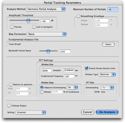 R&eacute;glages de l'analyse harmonique