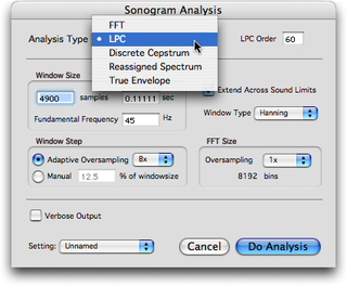 Exemple du panneau de r&eacute;glage pour la LPC
