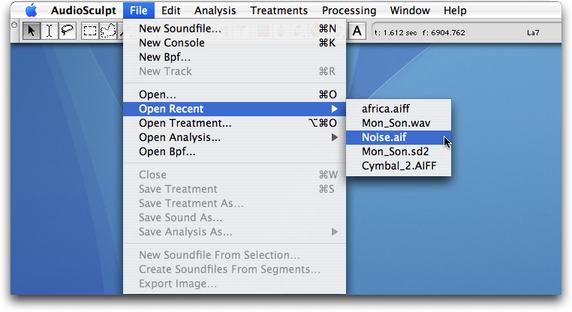 Ouvrir un son r&eacute;cent