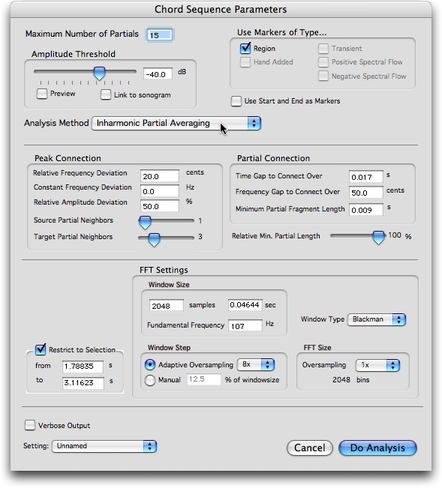 Panneau de r&eacute;glage des param&egrave;tres de &ldquo;Inharmonic Partial Averaging&rdquo;