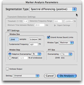 Panneau de r&eacute;glage des marqueurs dits &ldquo;Spectral Flow Markers&rdquo;