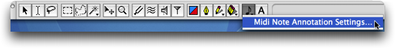 Acc&egrave;s au param&eacute;trage de l'outil annotation par notes midi