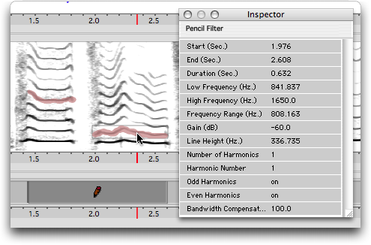 Trait de crayon s&eacute;lectionn&eacute; et l'inspecteur