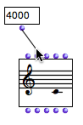 Connecting a simple value box to the pitch inlet of a "note" box.